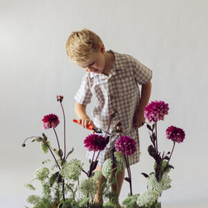 Button up set in Beige Gingham
