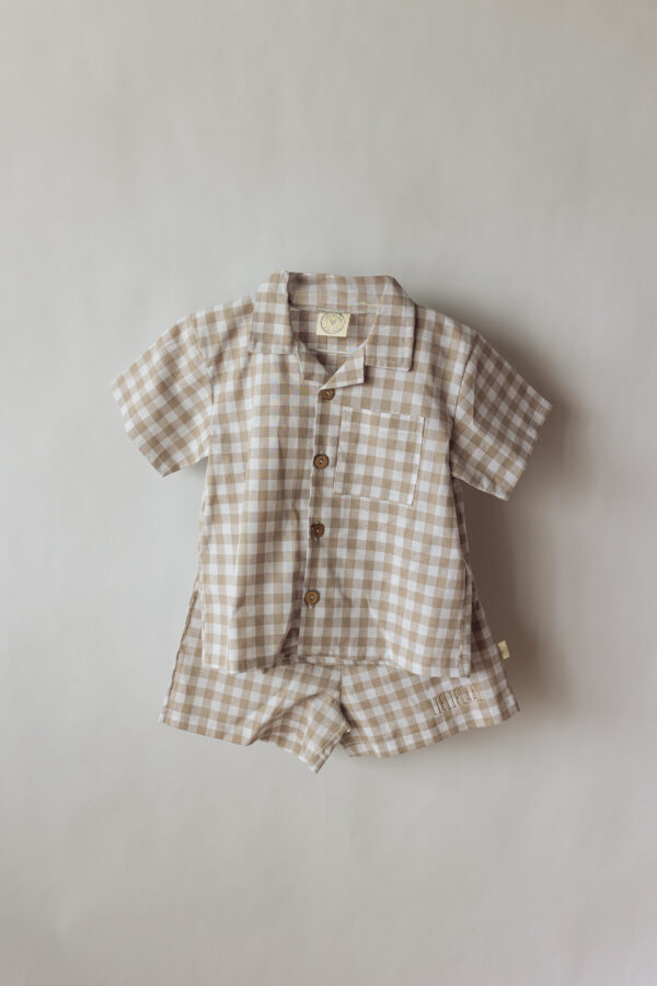 Button up set in Beige Gingham