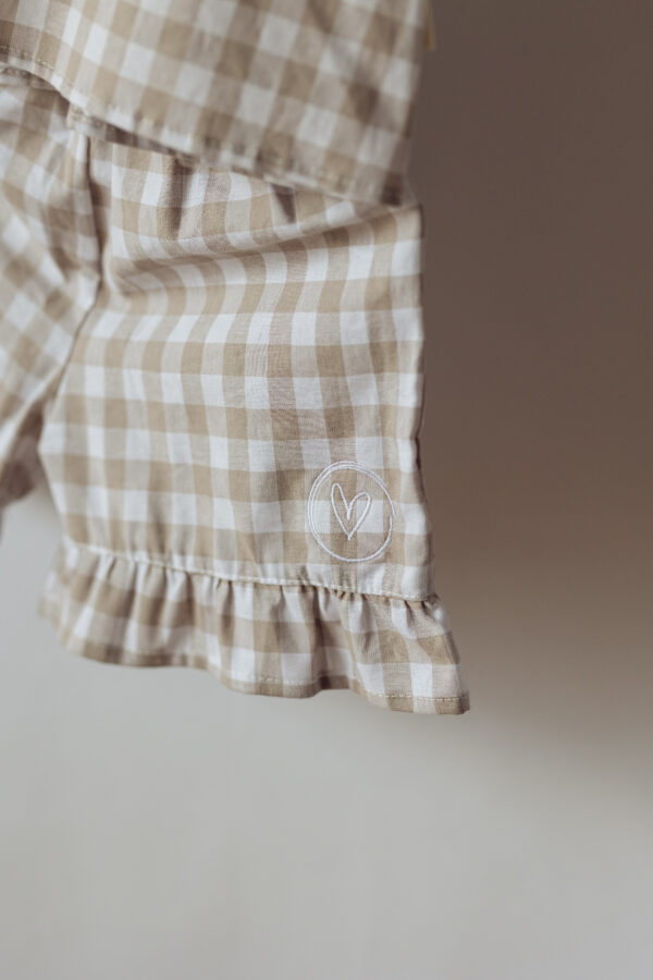 Summery Frill Set in Beige Gingham