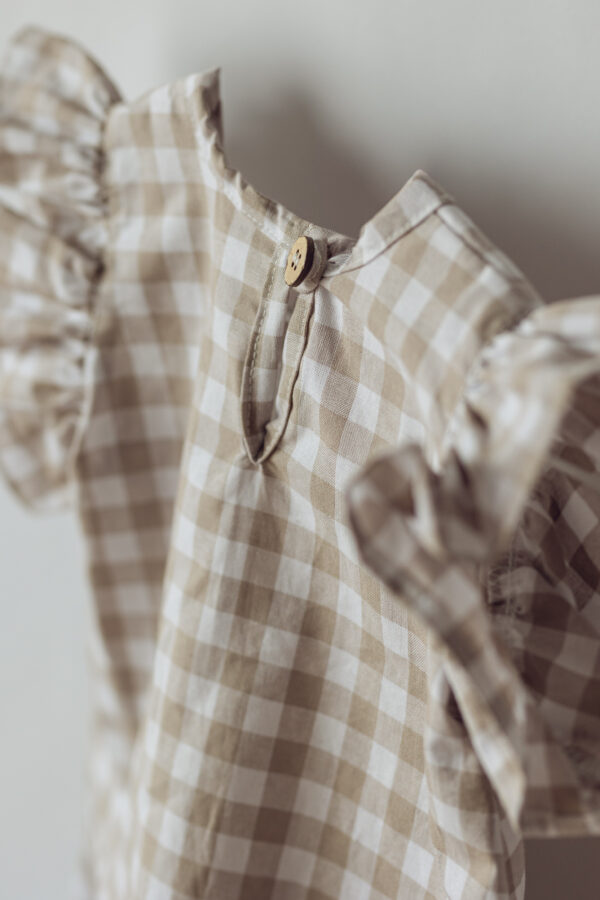 Summery Frill Set in Beige Gingham