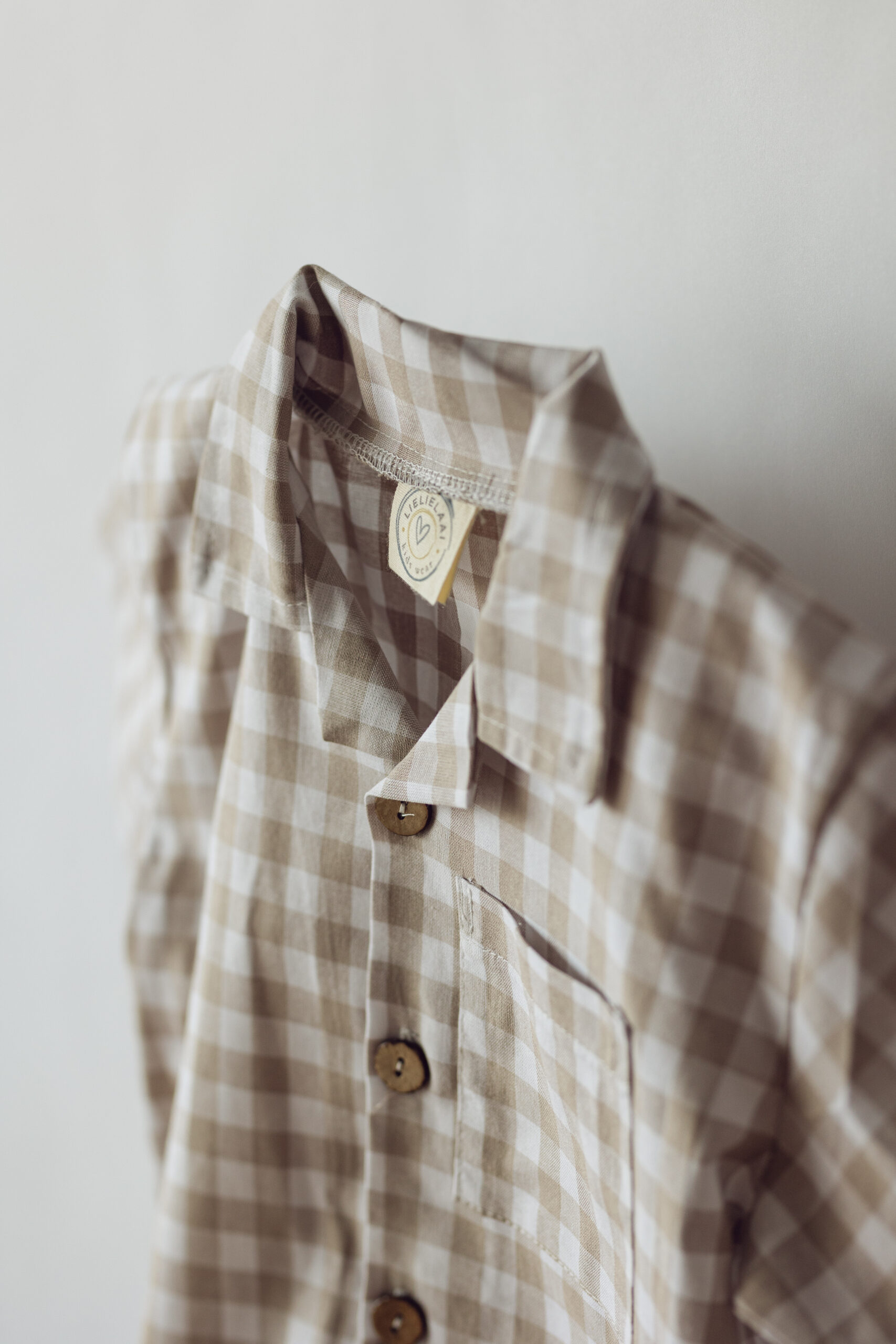 Button up set in Beige Gingham